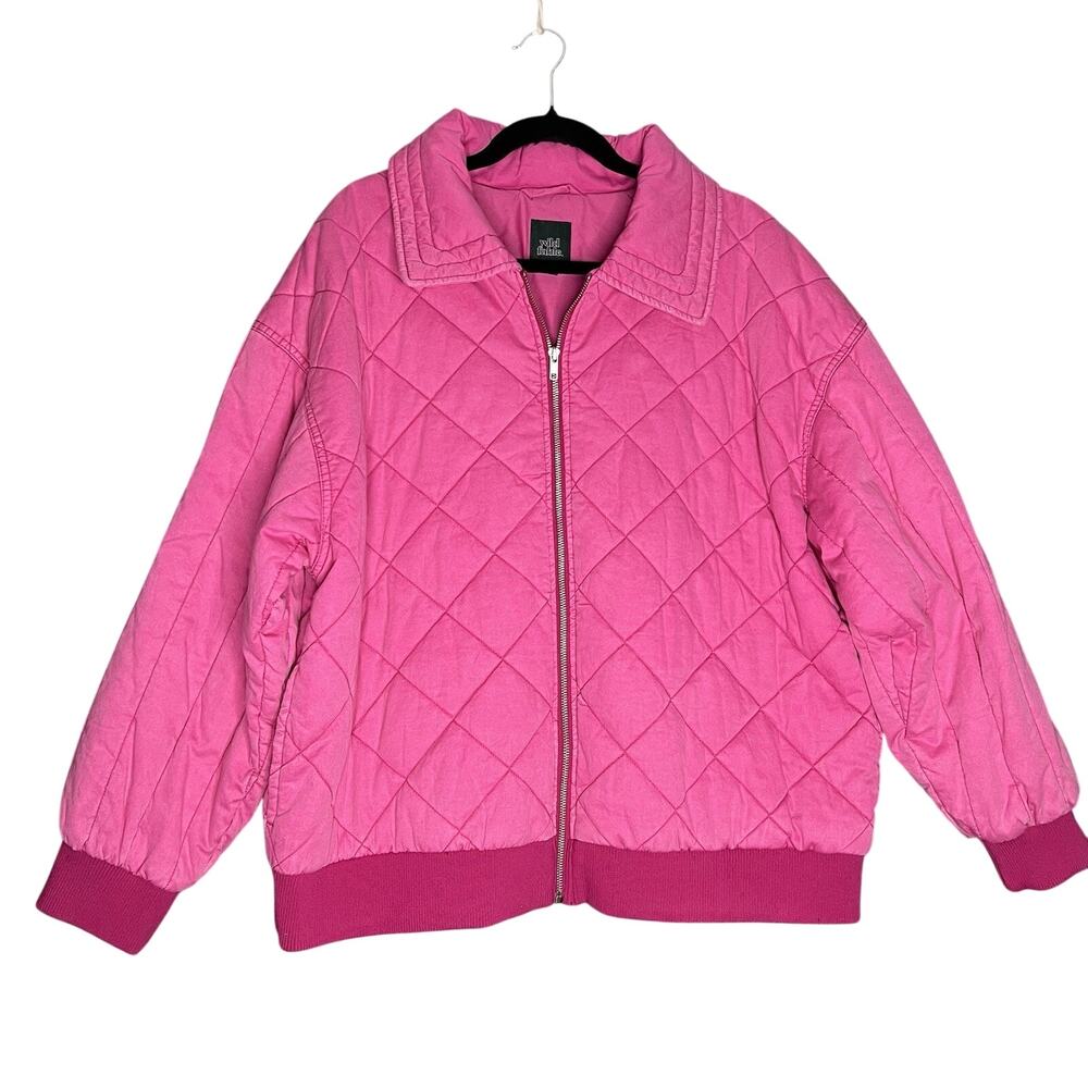 Wild Fable Women Jacket Wild Fable Woven Quilted Bomber Chore Coat Pink Size XL